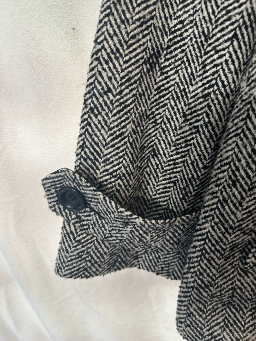 I.B Diffusion Women’s Vintage Black & White Herringbone Wool-Blend Peacoat-Large - Picture 4 of 12